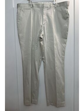 Perry Ellis Premium Men's Cream/Beige Pleated Dress Pants 40x30 Tailored Fit